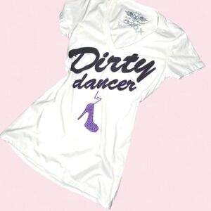 Vintage Y2K Baby Tee, Lucky 7, Dirty Dancer, Long Top, Size XS